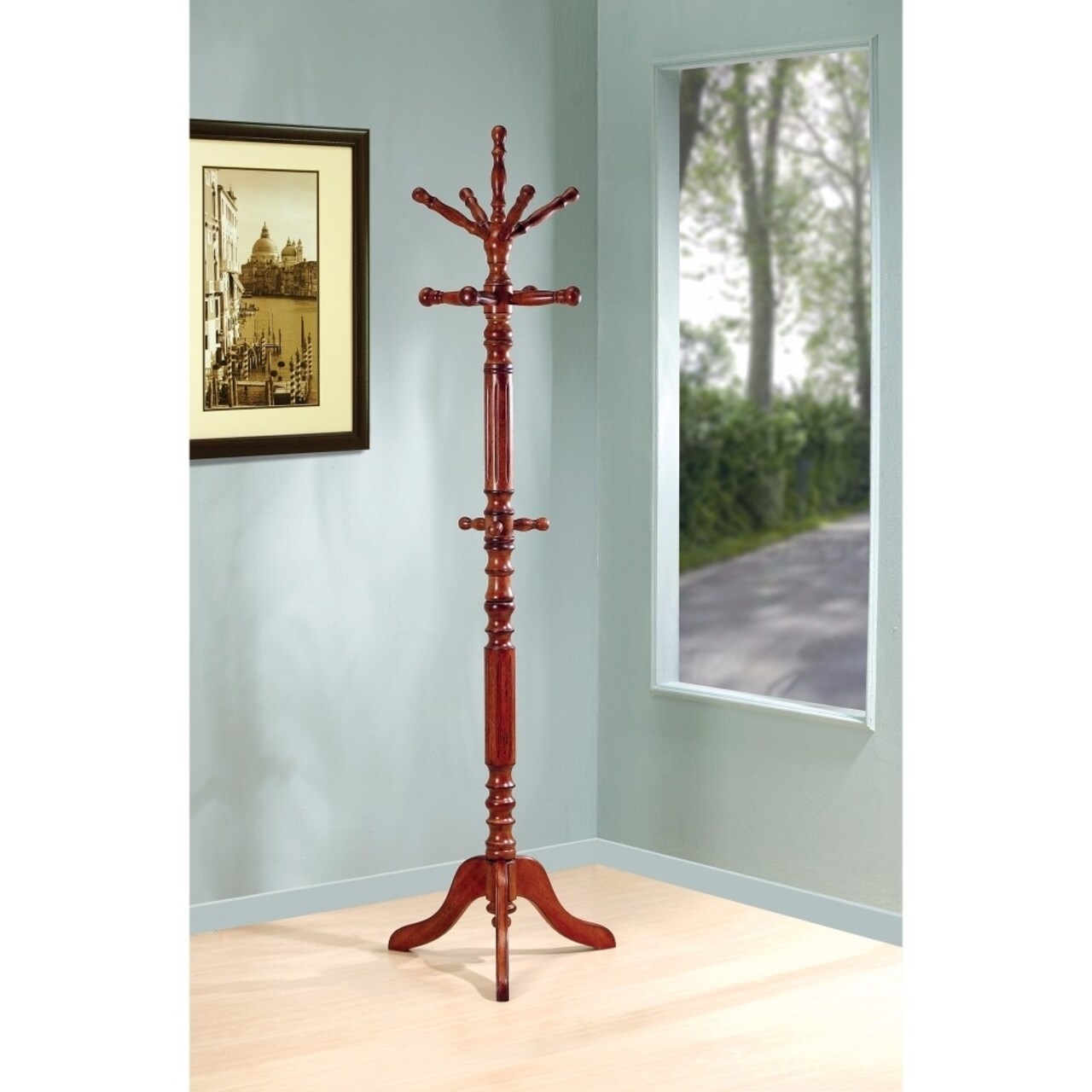 Coaster Traditional Wooden Coat Rack With Spining Top, Brown- Saltoro Sherpi